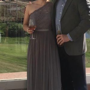 Grey bridesmaids dress David’s Bridal style F17063